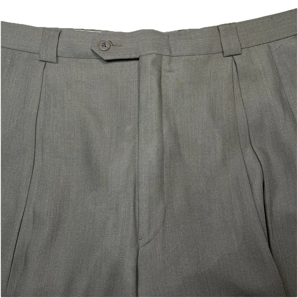 Monsieur Givenchy Dress Trouser 38R (38x24) SHORT Mens Kissing Pleat Olive Taupe